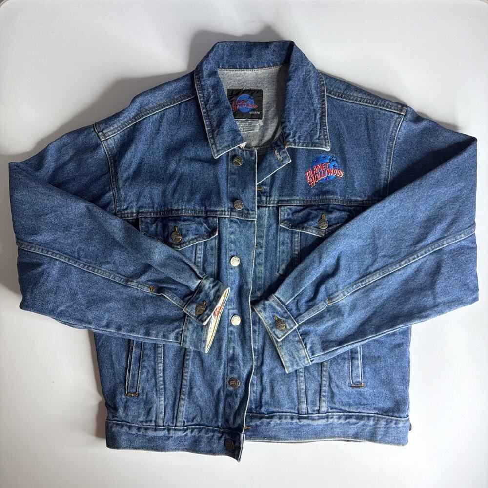 Planet Hollywood Las Vegas Denim Jacket M Vintage 1991 90s Embroidered Trucker